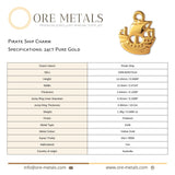 24ct Pure Gold - Pirate Ship Charm