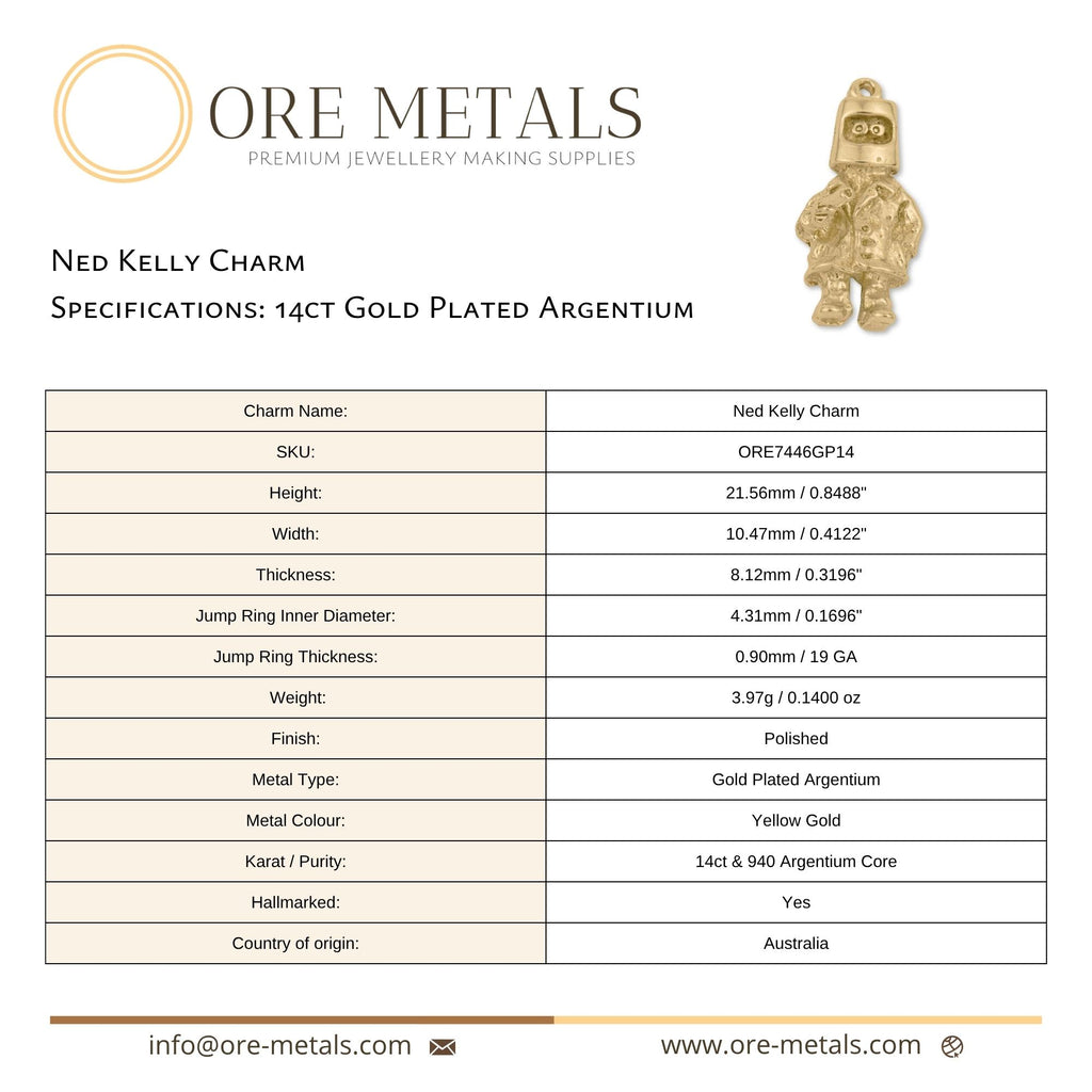 14ct Gold Plated - Ned Kelly Charm