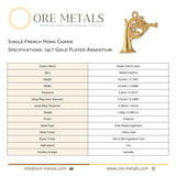 14ct Gold Plated - Single French Horn Charm