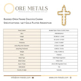 14ct Gold Plated - Budded Open Frame Crucifix Charm