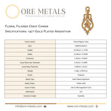 14ct Gold Plated - Floral Filigree Crest Charm