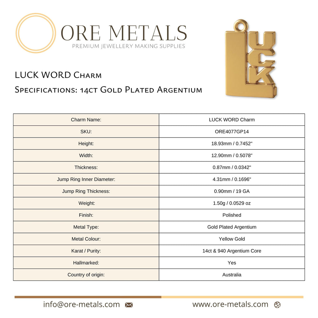 14ct Gold Plated - LUCK Charm