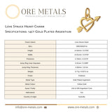 14ct Gold Plated - Love Struck Heart Charm