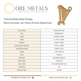 14ct Gold Plated - Twisted Rope Harp Charm