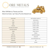 14ct Gold Plated - Mini VW Beetle Traveller Car Charm