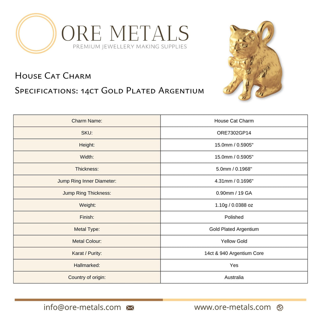 14ct Gold Plated - House Cat Charm