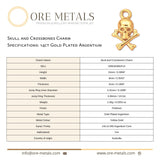 14ct Gold Plated - Skull and Crossbones Charm