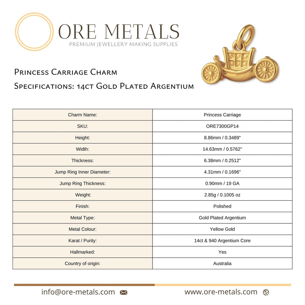 14ct Gold Plated - Princess Carriage Charm
