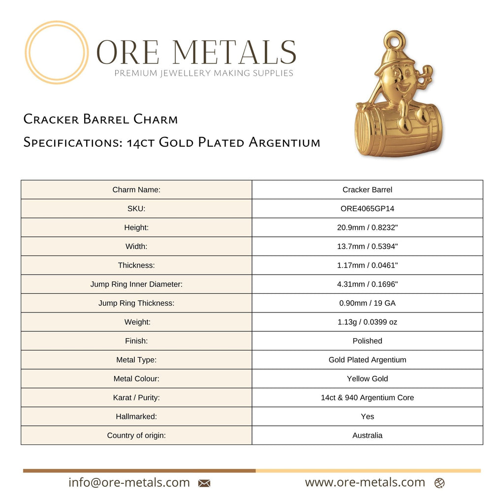 14ct Gold Plated - Cracker Barrel Charm