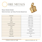14ct Gold Plated - Regal Crown Charm