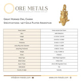 14ct Gold Plated - Great Horned Owl Charm