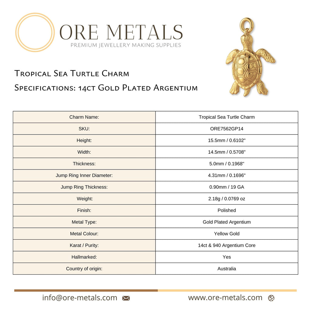 14ct Gold Plated - Tropical Sea Turtle Charm