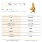 14ct Gold Plated - Walking Santa Claus Charm