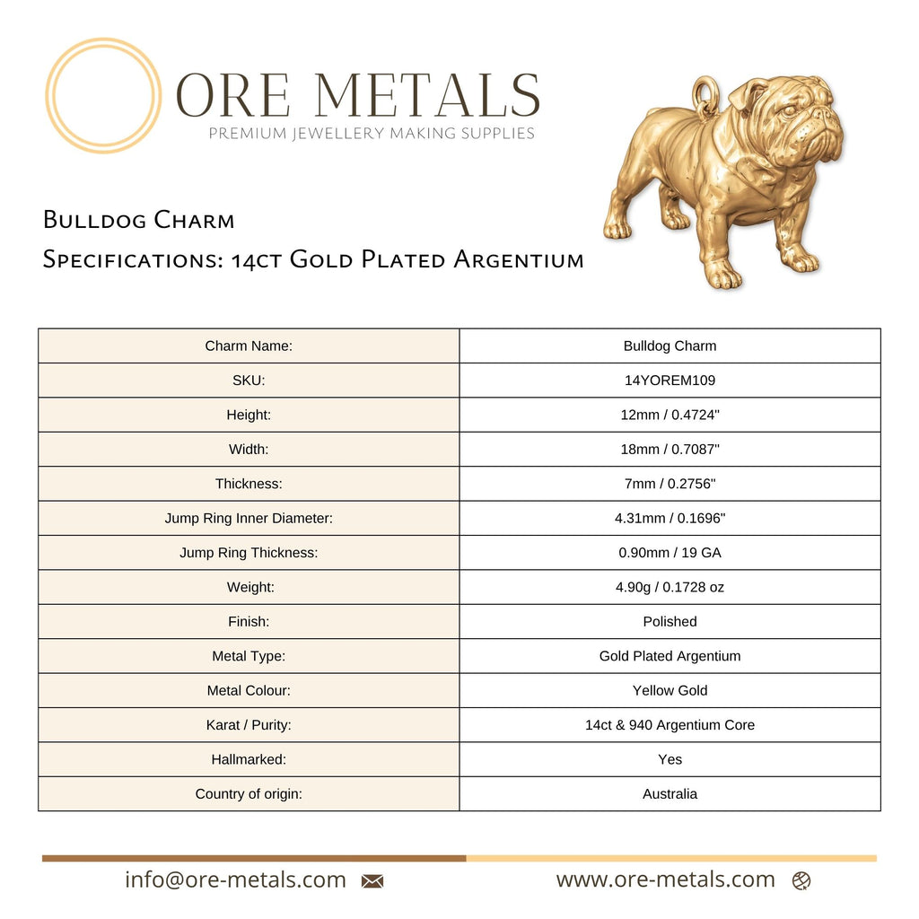 14ct Gold Plated - Bulldog Charm
