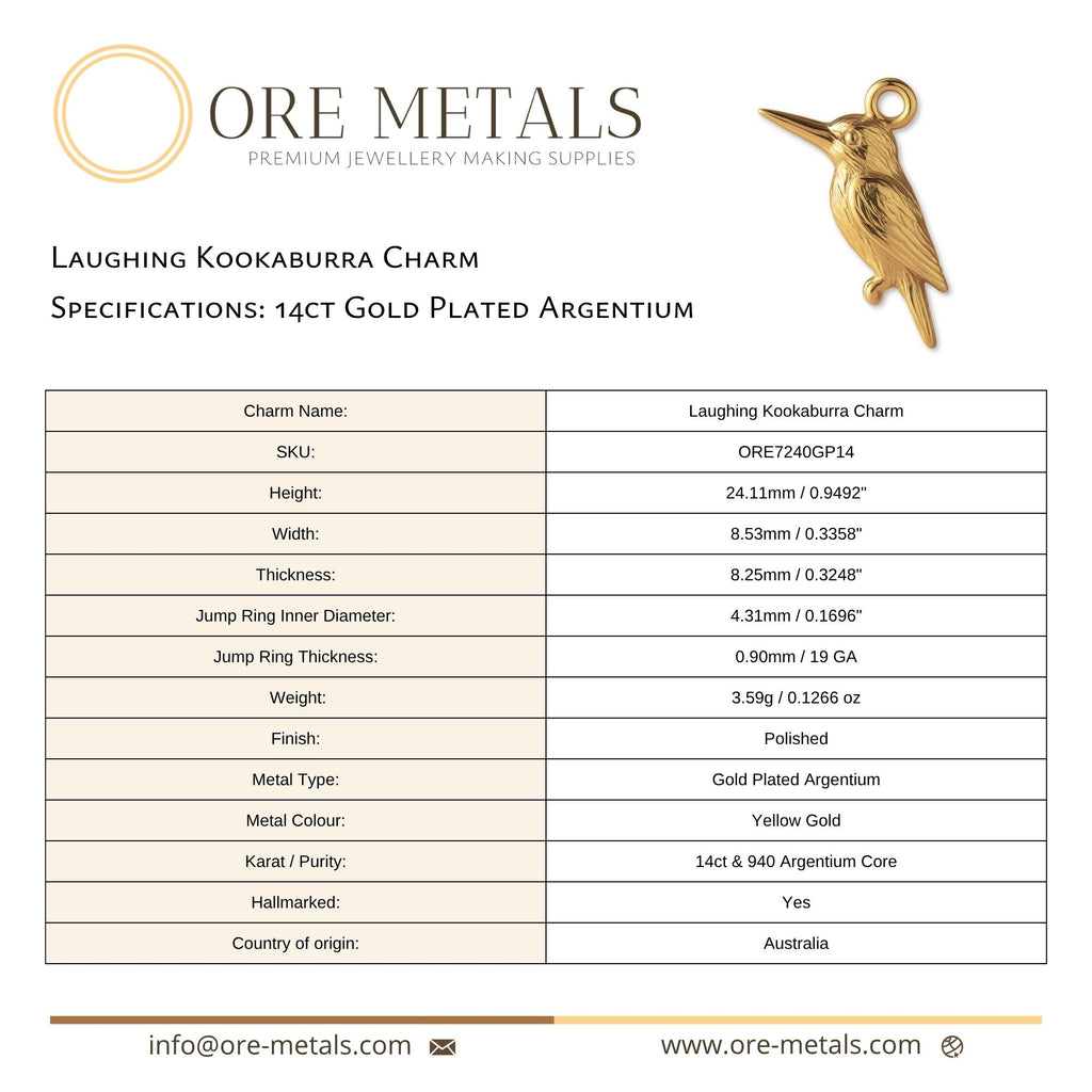 14ct Gold Plated - Laughing Kookaburra Charm