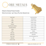14ct Gold Plated - Ornate Grand Piano Charm