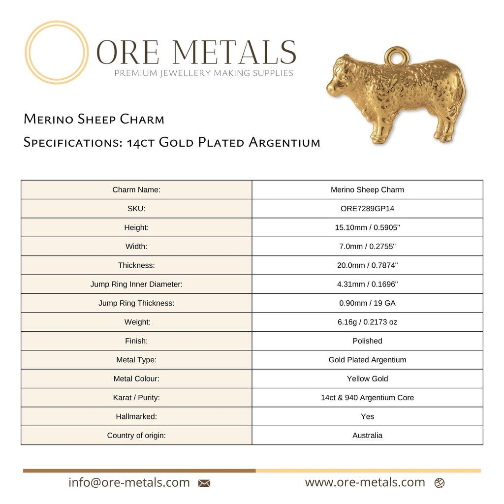 14ct Gold Plated - Merino Sheep Charm