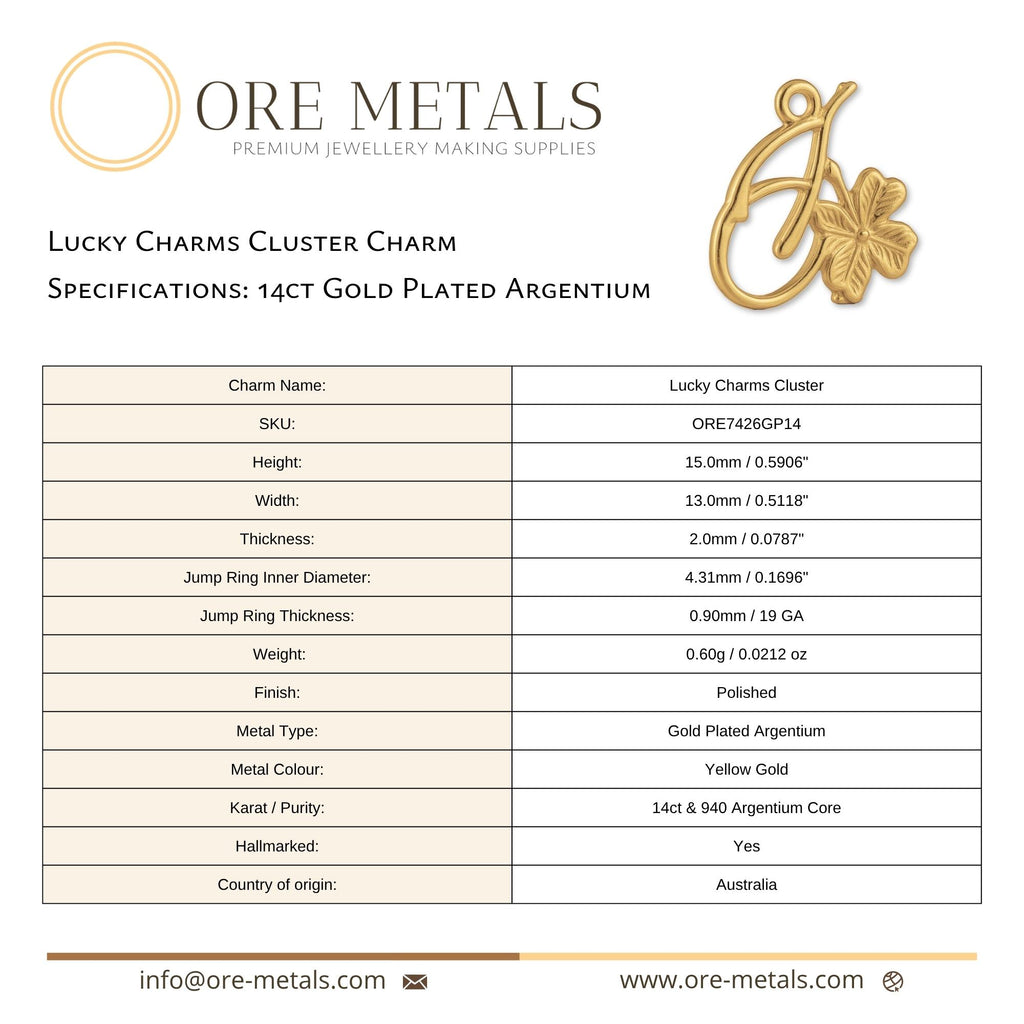 14ct Gold Plated - Lucky Charms Cluster Charm