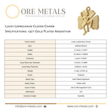 14ct Gold Plated - Lucky Leprechaun Clover Charm