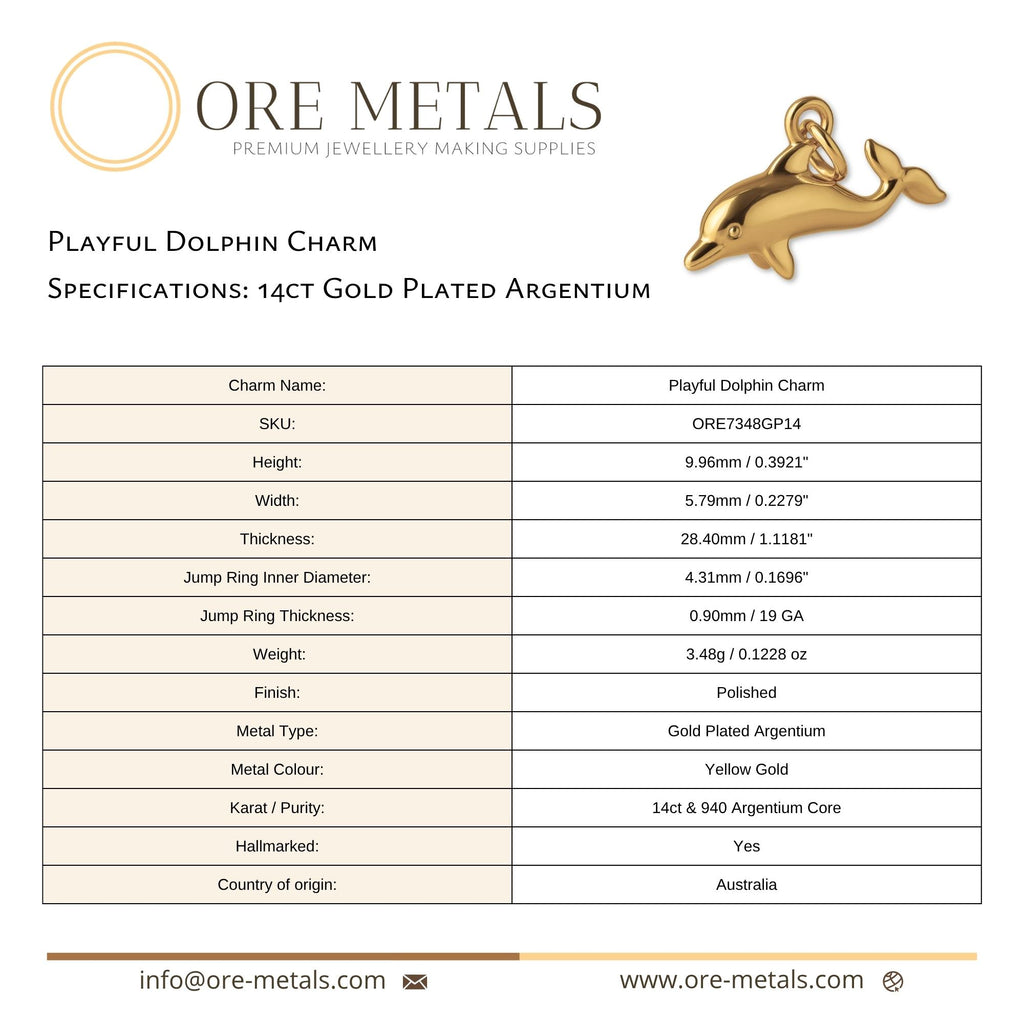 14ct Gold Plated - Playful Dolphin  Charm