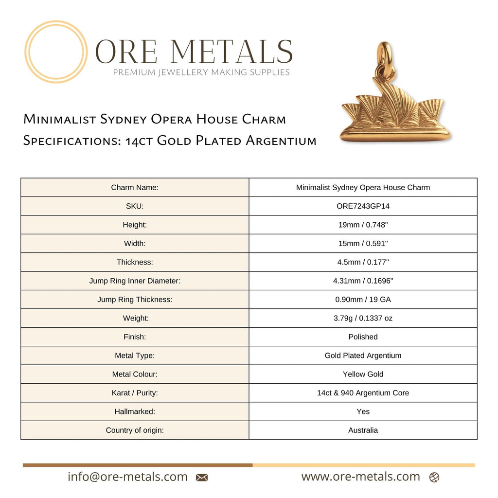 14ct Gold Plated - Minimalist Sydney Opera House Charm