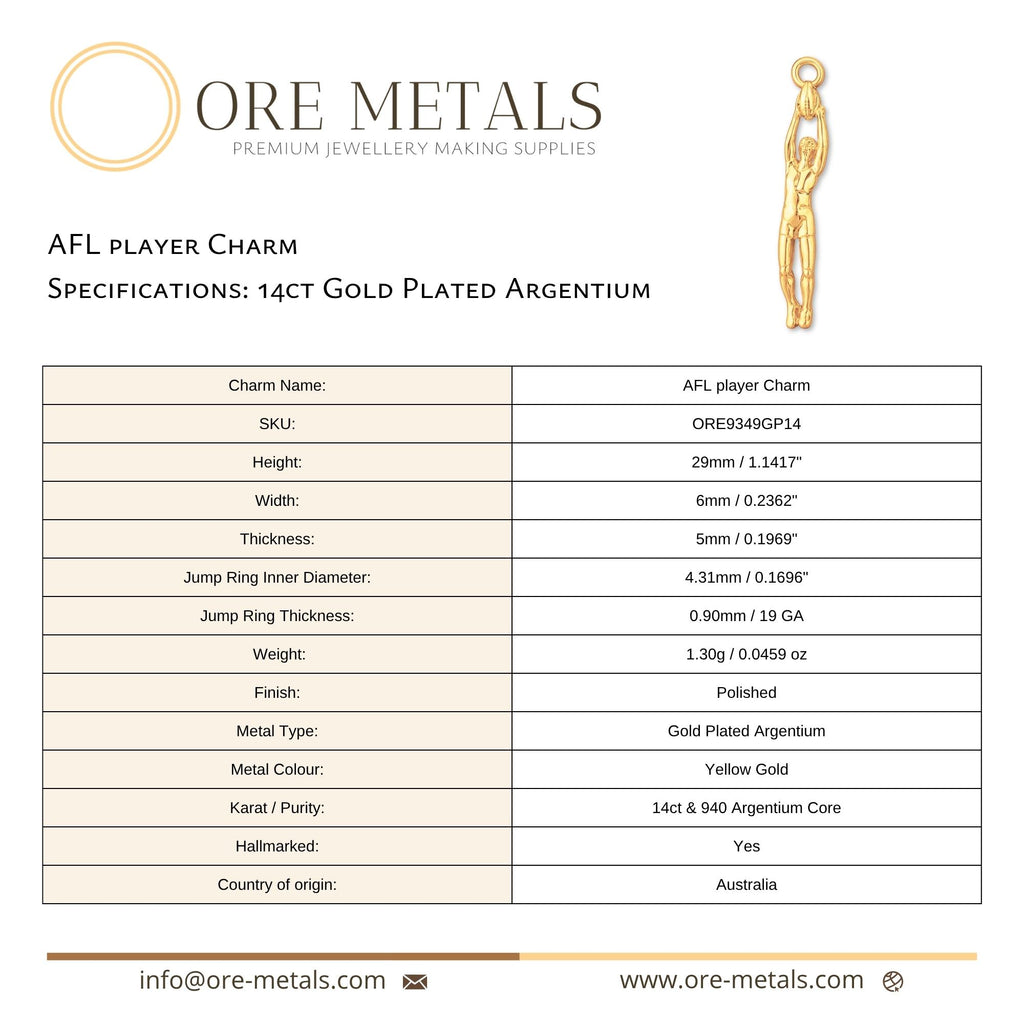 14ct Gold Plated - AFL player Charm