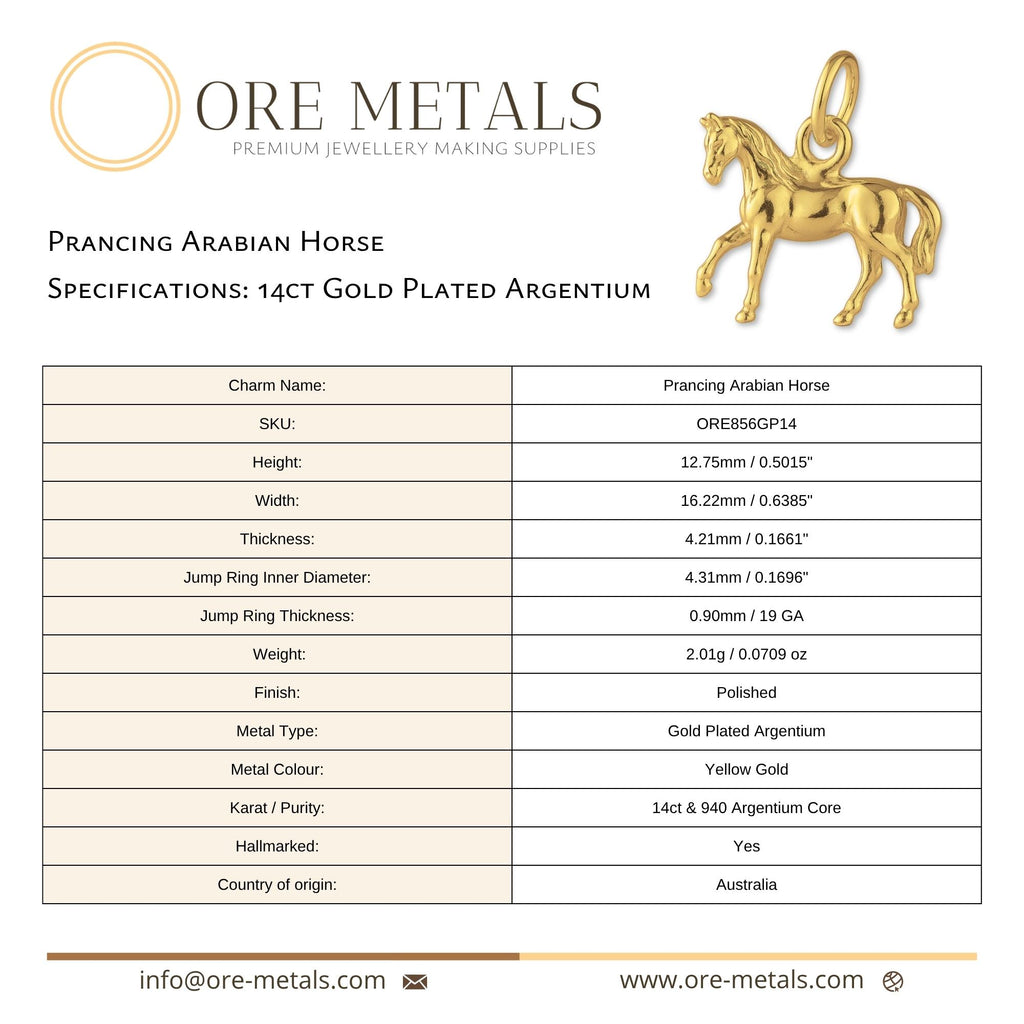 14ct Gold Plated - Prancing Arabian Horse Charm