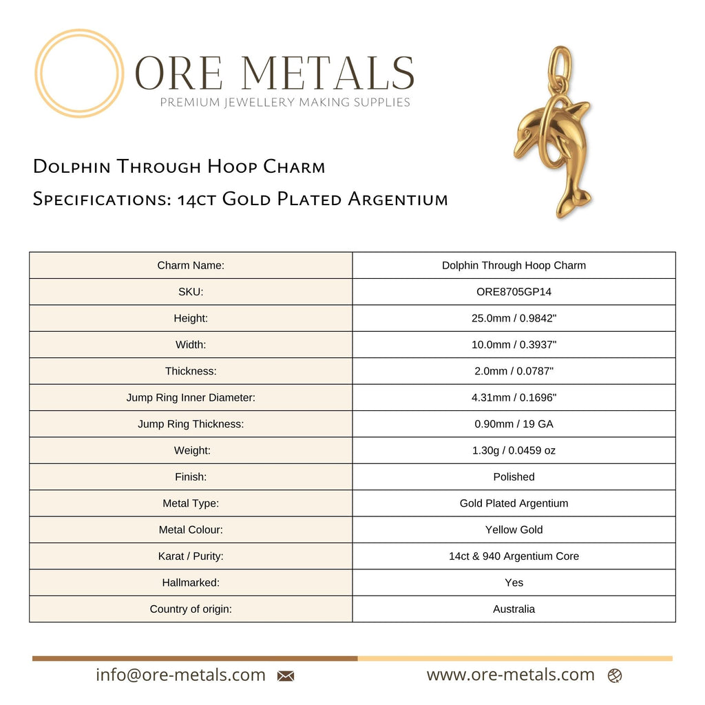 14ct Gold Plated - Hoop Dolphin Charm