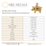 14ct Gold Plated - Pot Bellied Pig Charm
