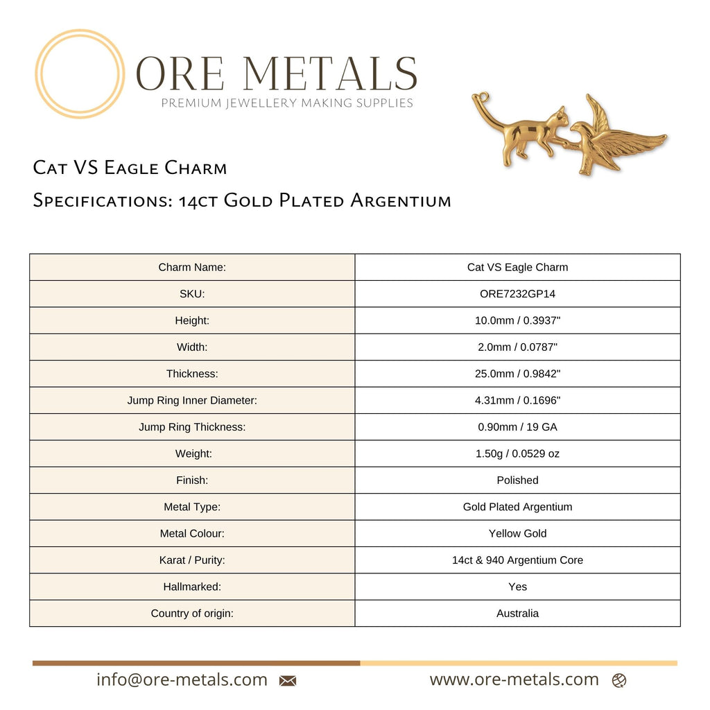 14ct Gold Plated - Cat VS Eagle Charm