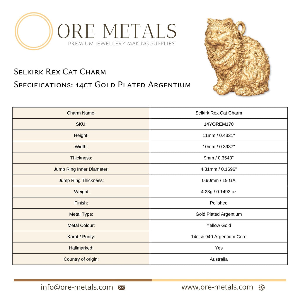 14ct Gold Plated - Selkirk Rex Cat Charm