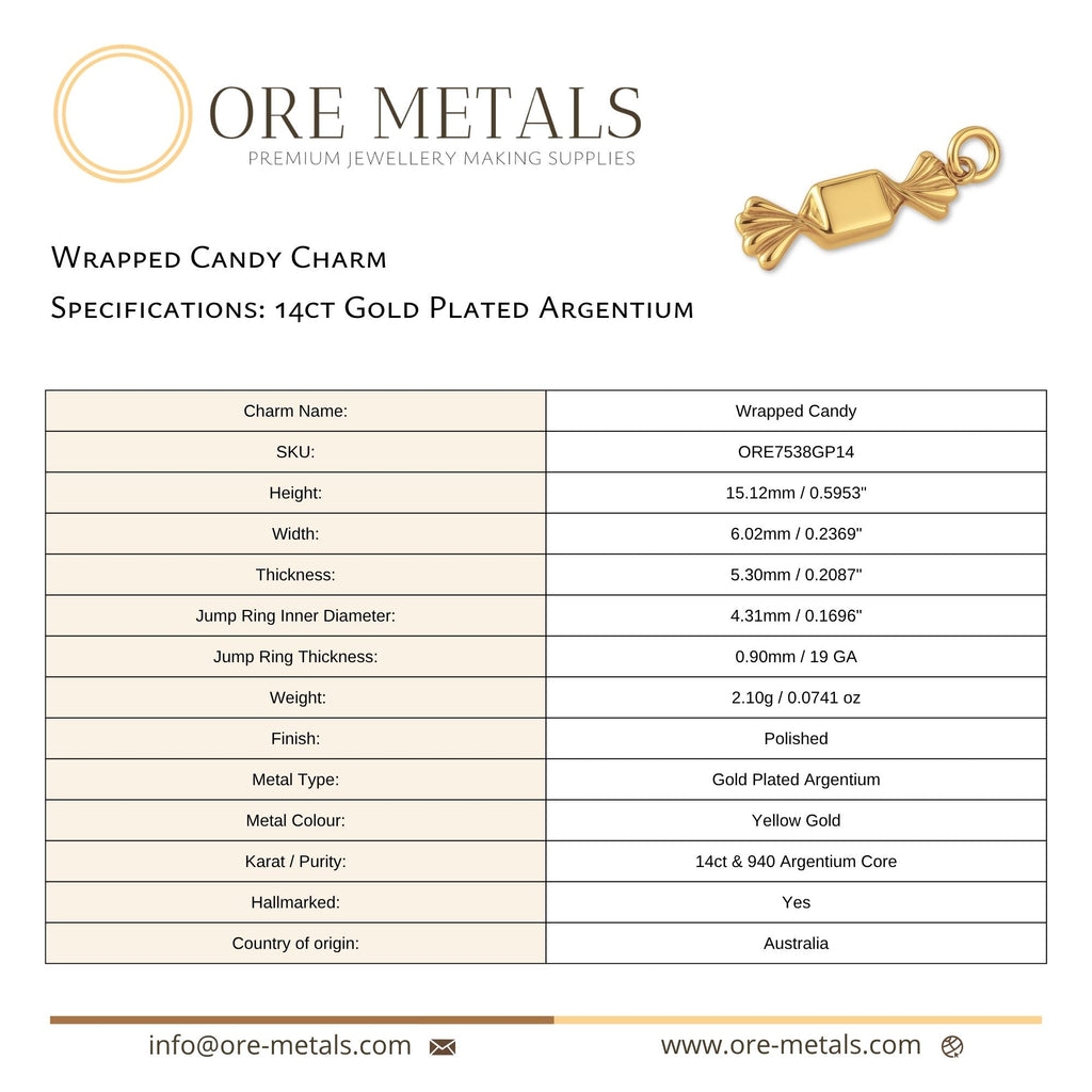 14ct Gold Plated - Wrapped Candy Charm