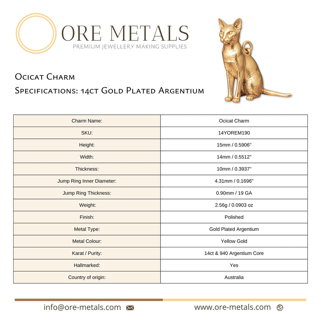 14ct Gold Plated - Ocicat Cat Charm