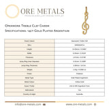 14ct Gold Plated - Openwork Treble Clef Charm