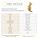 14ct Gold Plated - Happy Crescent Moon Charm