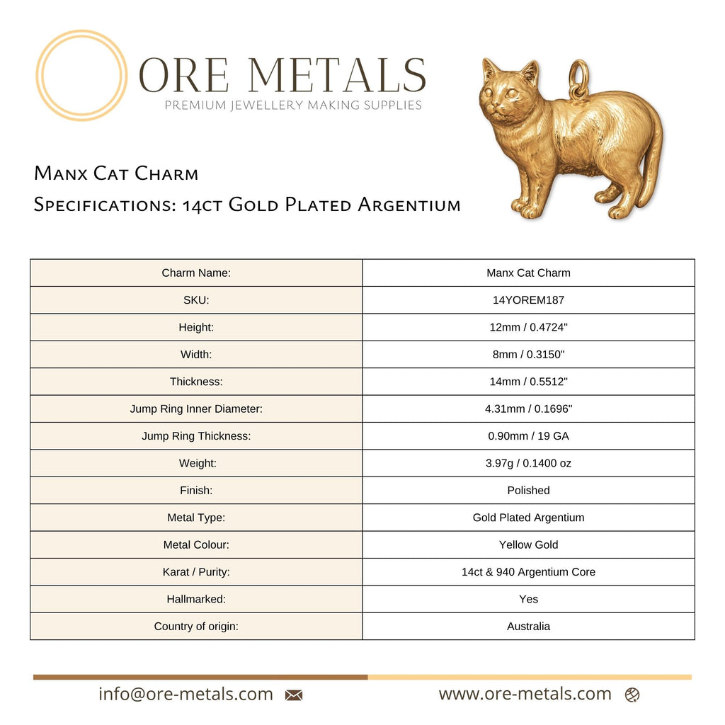 14ct Gold Plated - Manx Cat Charm
