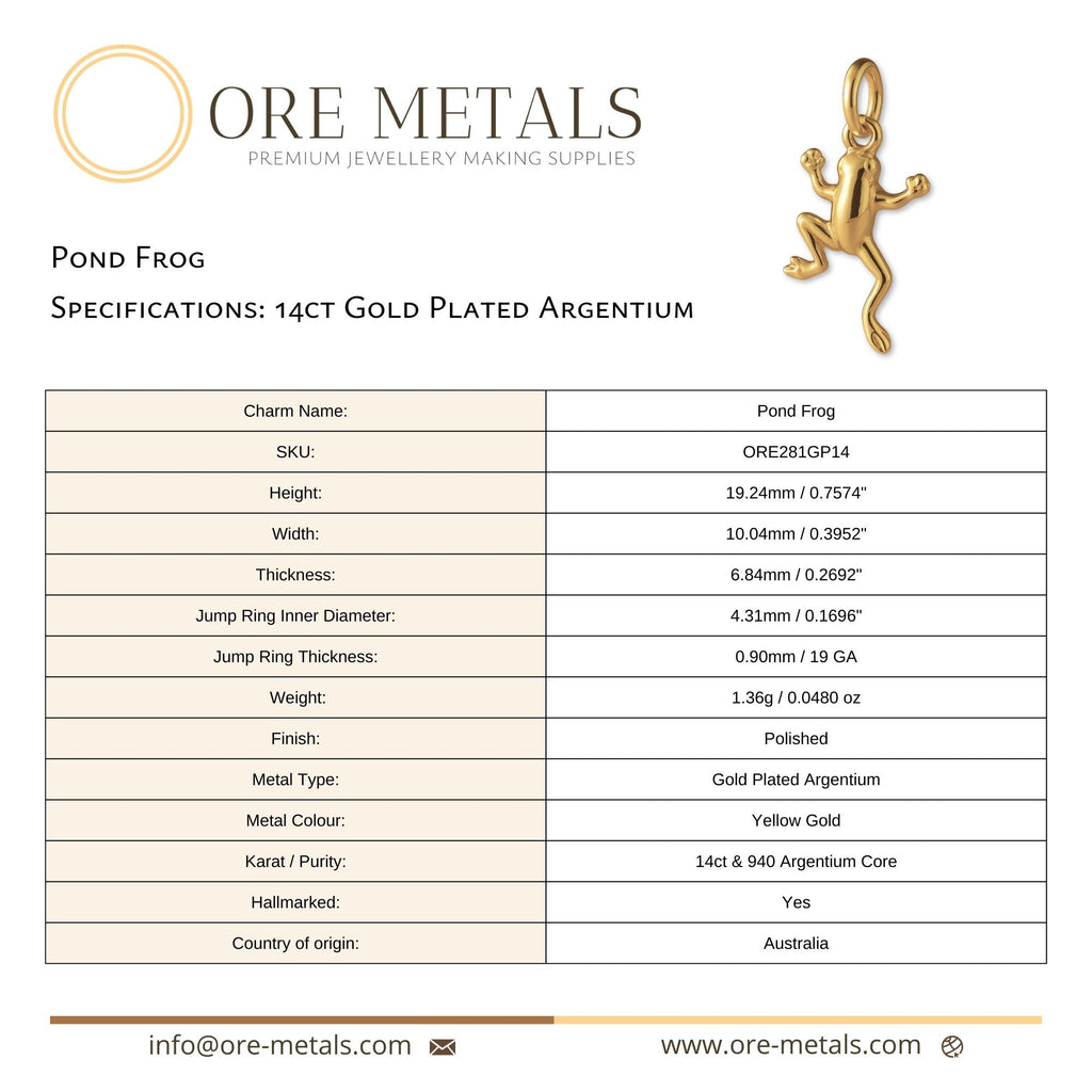 14ct Gold Plated - Pond Frog Charm