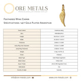 14ct Gold Plated - Feathered Wing Charm