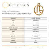 14ct Gold Plated - Leo Zodiac Round Charm