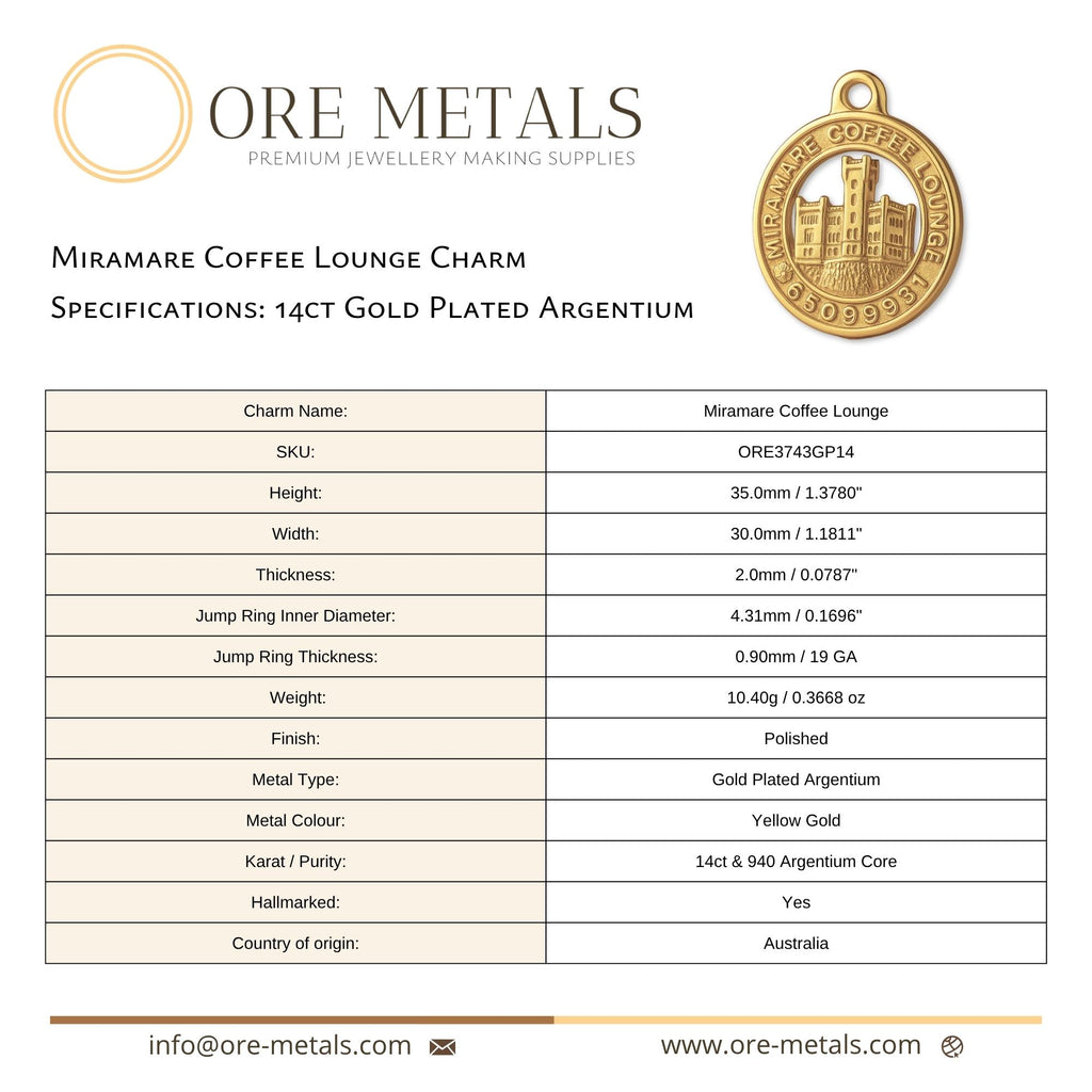 14ct Gold Plated - Miramare Coffee Lounge Charm
