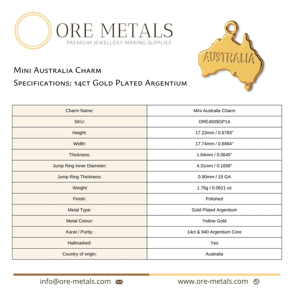 14ct Gold Plated - Mini Australia Charm