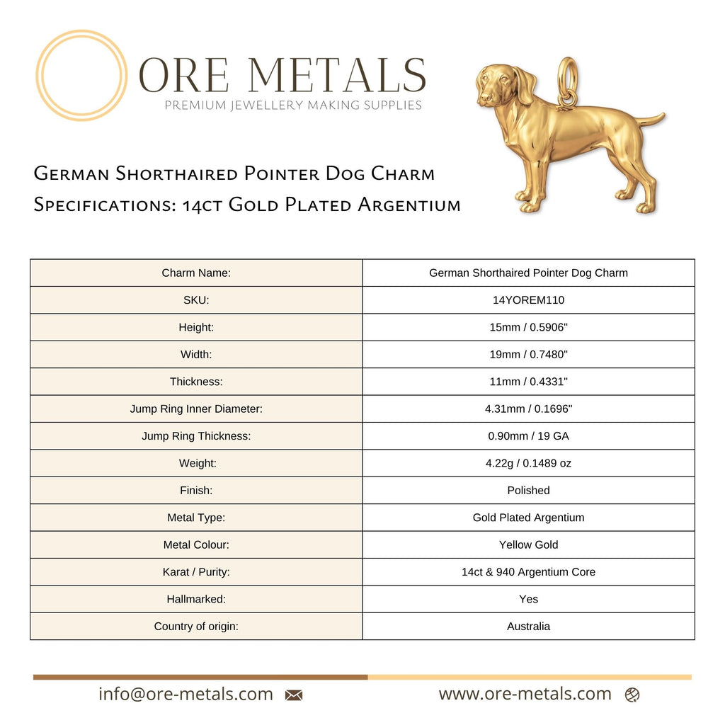 14ct Gold Plated - German Shorthaired Pointer Dog Charm