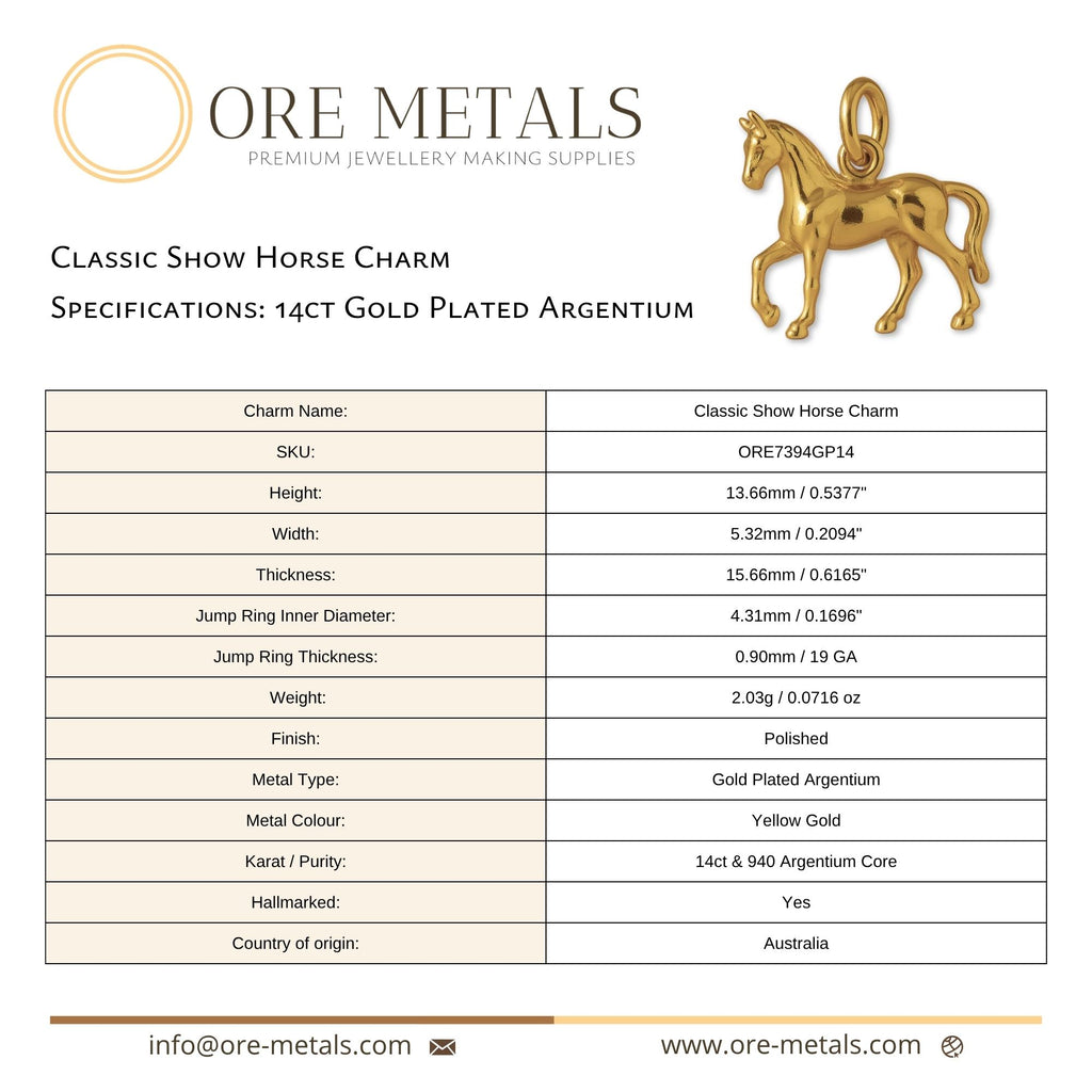 14ct Gold Plated - Classic Show Horse Charm