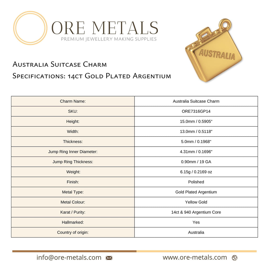 14ct Gold Plated - Australia Suitcase Charm