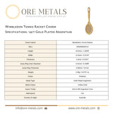14ct Gold Plated - Wimbledon Tennis Racket Charm