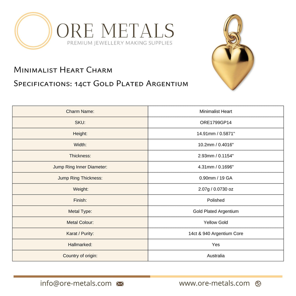 14ct Gold Plated - Minimalist Heart Charm