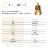 14ct Gold Plated - Rustic Work Boots Charm