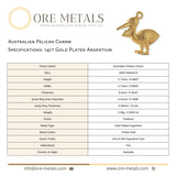 14ct Gold Plated - Australian Pelican Charm