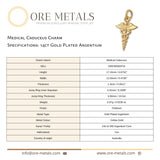14ct Gold Plated - Medical Caduceus Charm