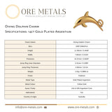 14ct Gold Plated - Diving Dolphin Charm